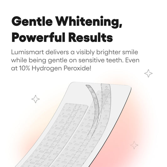 Something Nice Lumismart whitening strips peach strip out of package ready for simple daily use.