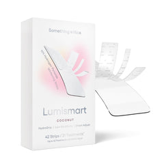 Something Nice Lumismart Whitening Strips package front highlights at-home whitening.