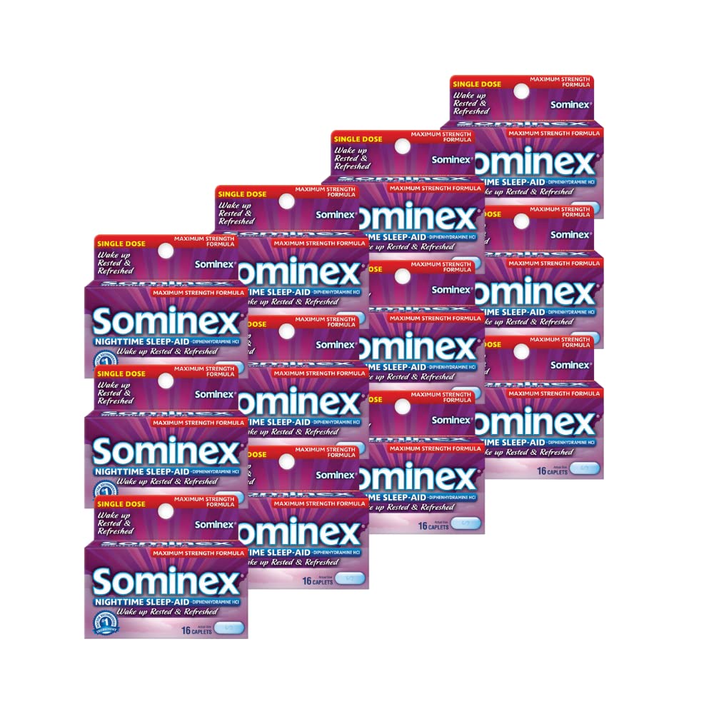 Sominex nighttime sleep-aid caplets box front for a restful night