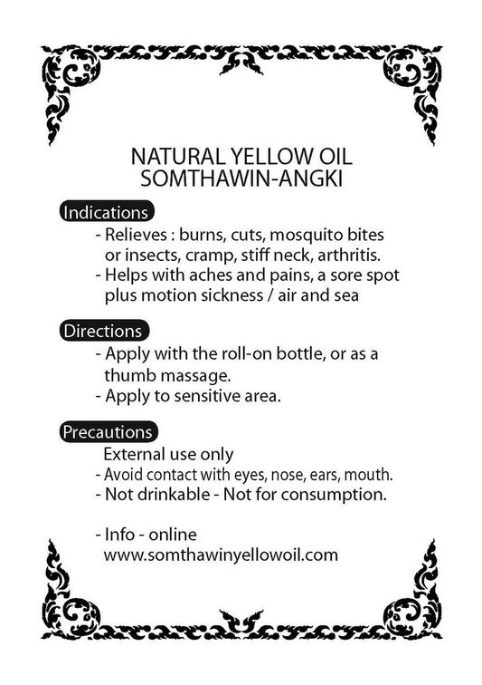 Somthawin Angki yellow oil warming-application in action for warm-ups
