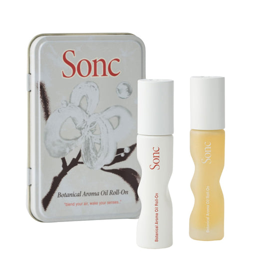 Sonc Oohlala aroma oil roll-on bottle showing citrus-herbal freshness for mood lift
