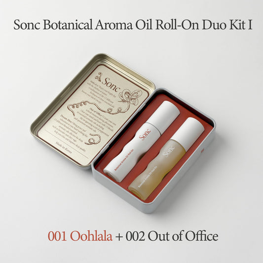 Sonc Out of Office roll-on bottle highlighting peppermint and pine for focus