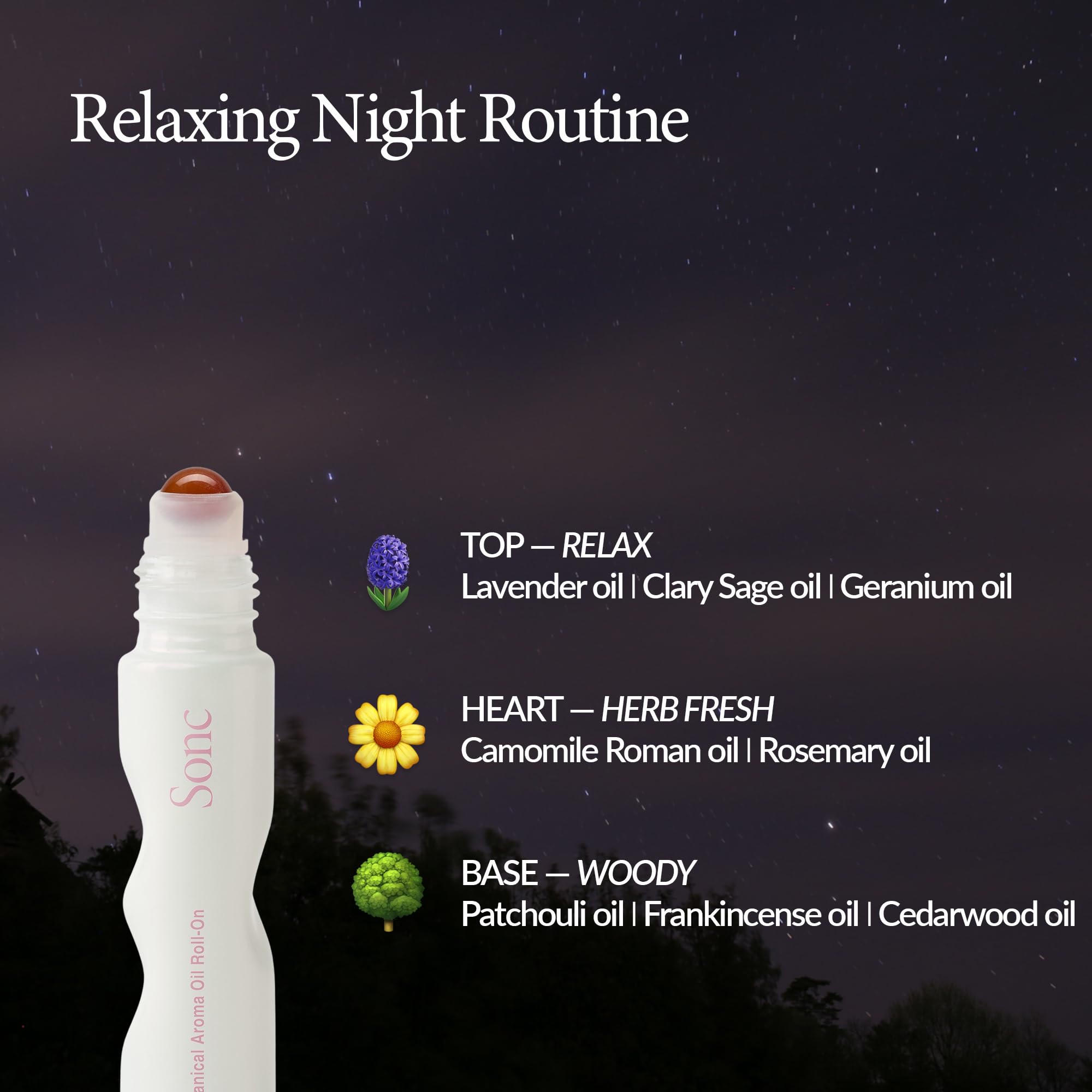 Sonc Dream Dive roll-on applied to wrist for soothing evening routine