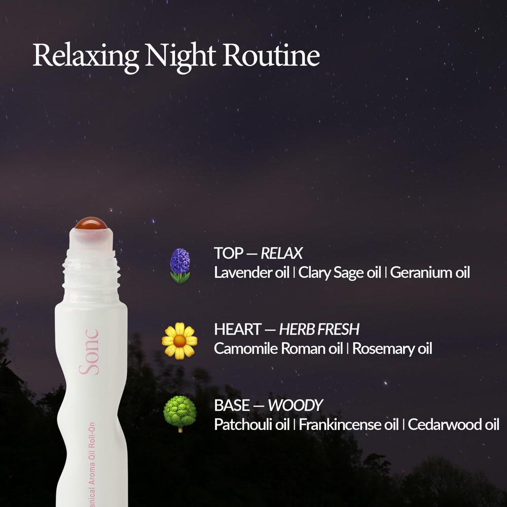 Sonc Dream Dive roll-on applied to wrist for soothing evening routine