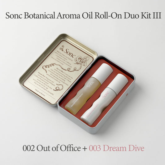 Sonc Dream Dive roll-on bottle close-up for relaxing mood.