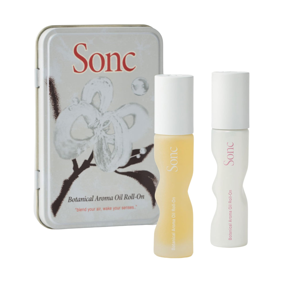 Sonc Out of Office roll-on bottle close-up for quick focus.