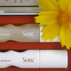 Sonic roll-on applied on wrists for a quick mood cue