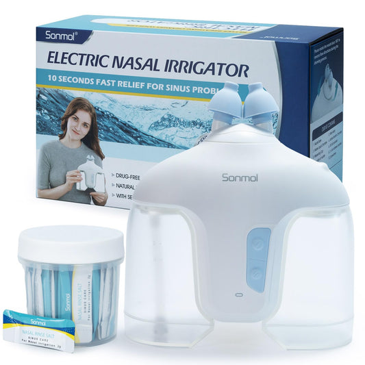 Sonmol electric nasal irrigation unit front view for quick, gentle nasal rinses.