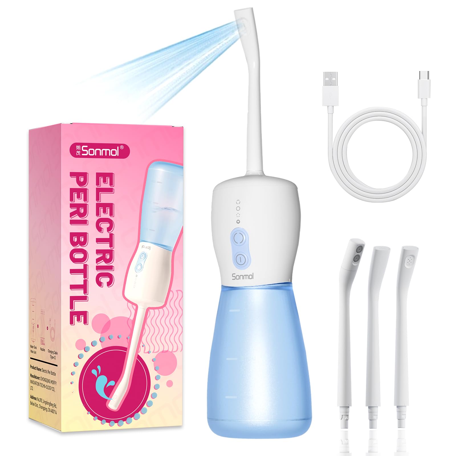 Sonmol Electric Peri Bottle main body for portable postpartum cleansing and everyday hygiene.
