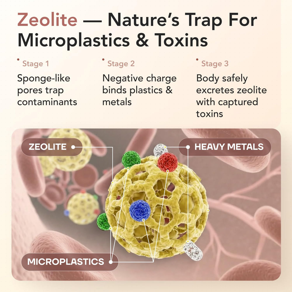 Dropper dispensing SonoHealth Plastiq Off Zeolite drops for easy daily use.