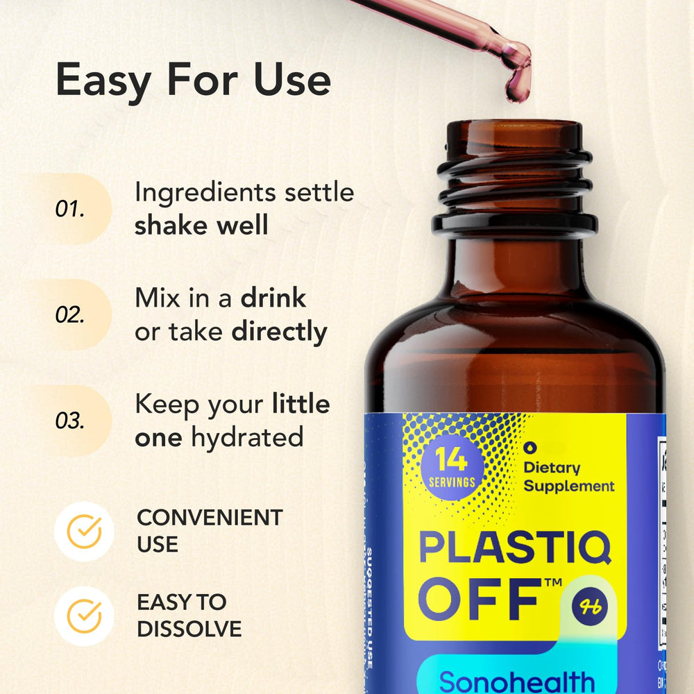 Pour SonoHealth Plastiq Off Zeolite into water for convenient cleansing.