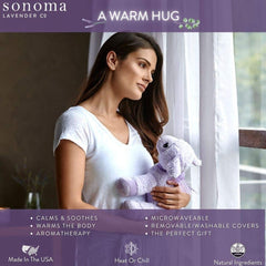 Lou the Lavender Bear warm hugs close-up shows calming lavender aroma for stress relief.