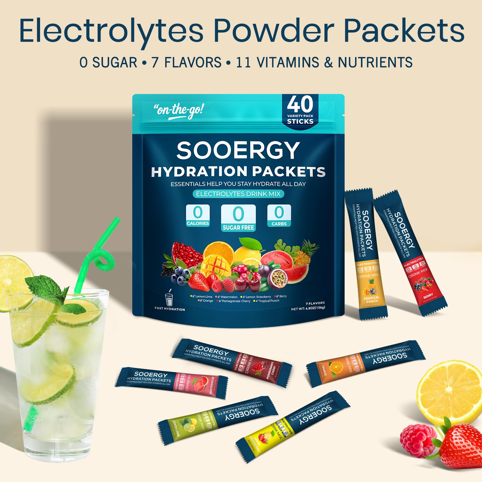 Sooergy electrolytes powder mix-berry sticks offer a tasty rehydration option after sport