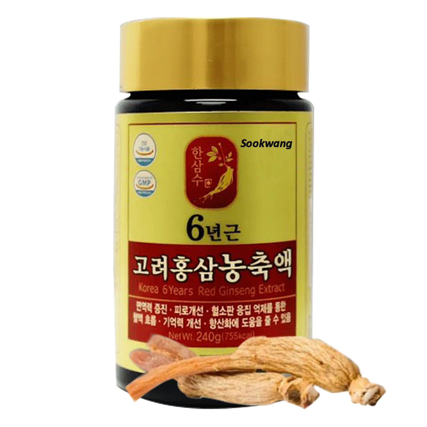 Sookwang Red Ginseng Extract close-up reveals rich color and smooth texture.