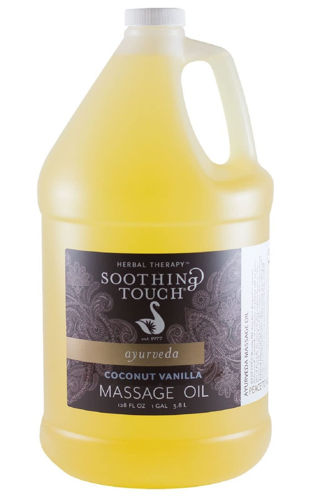 Soothing Touch Coconut Vanilla massage oil bottle for smooth glides and skin nourishment