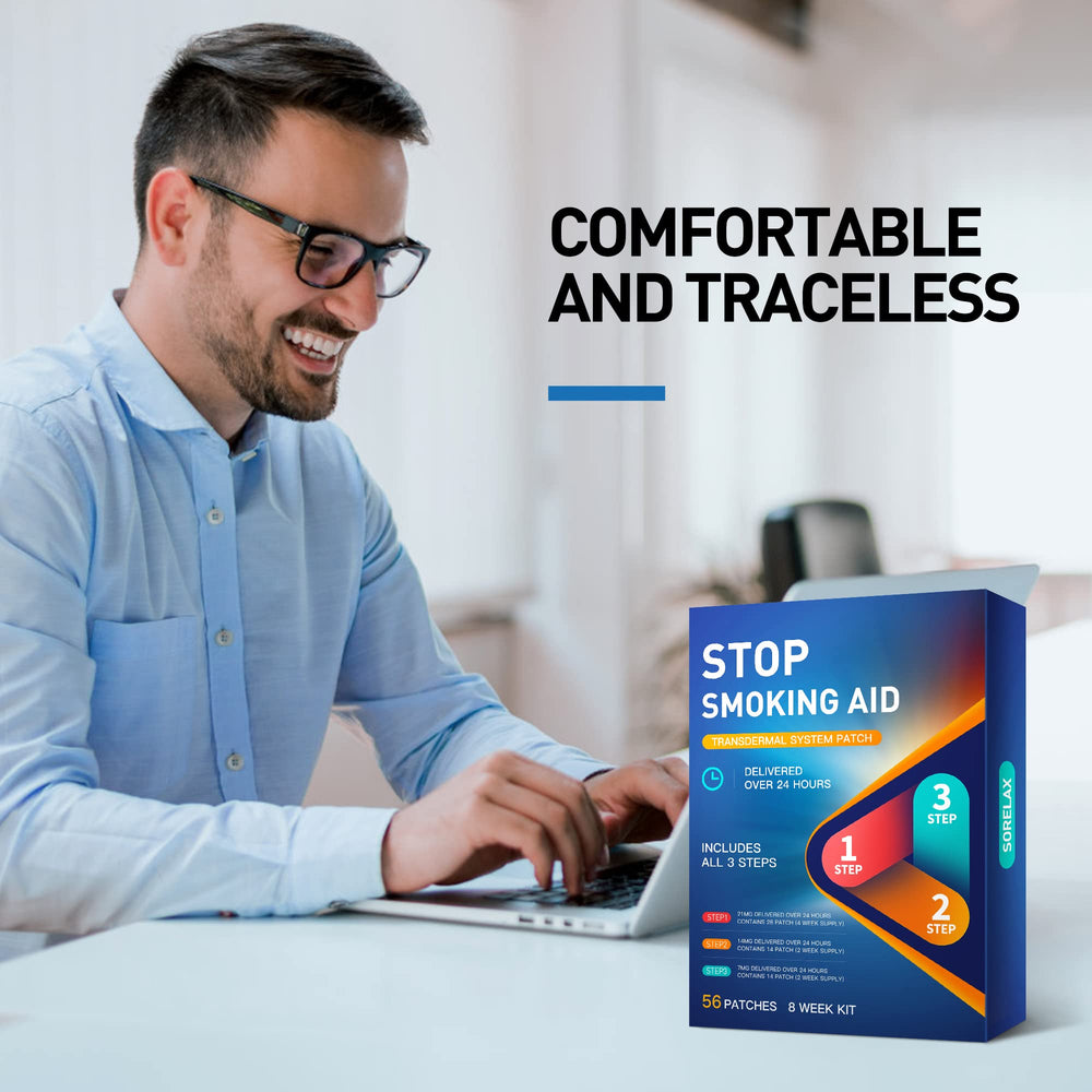 Sorelax Step 1 patch 21 mg applied for initial cravings relief
