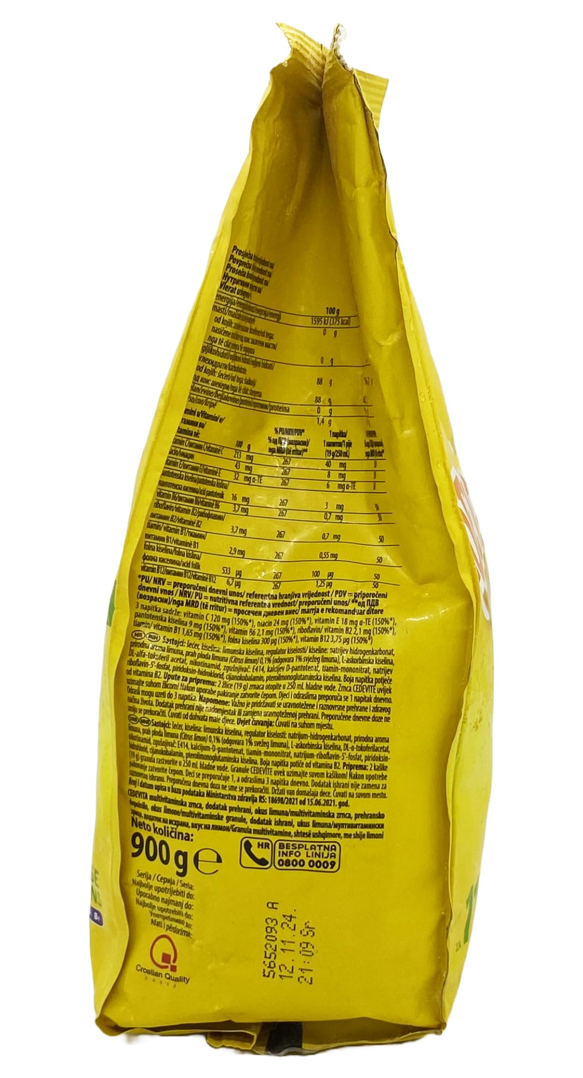 SORINA Cedevita Lemon being poured into a glass for a zesty drink