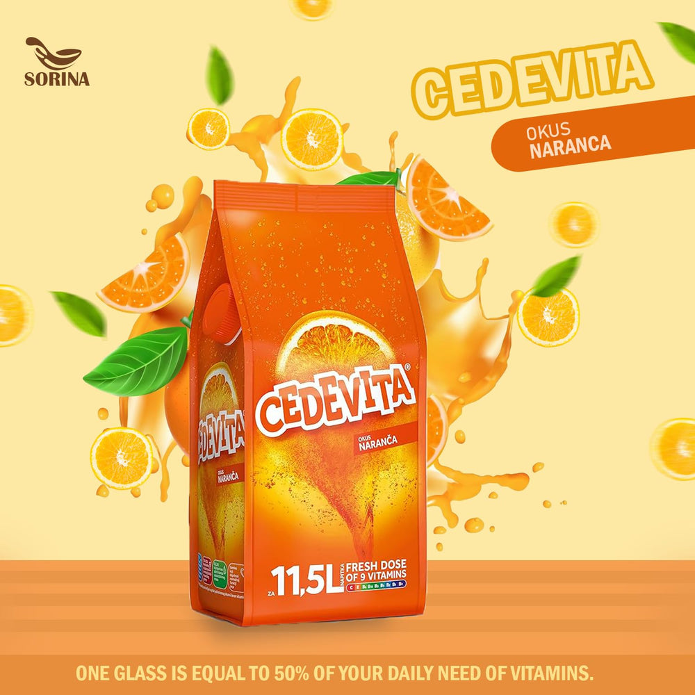 SORINA Cedevita on-the-go sachets for travel and daily hydration.