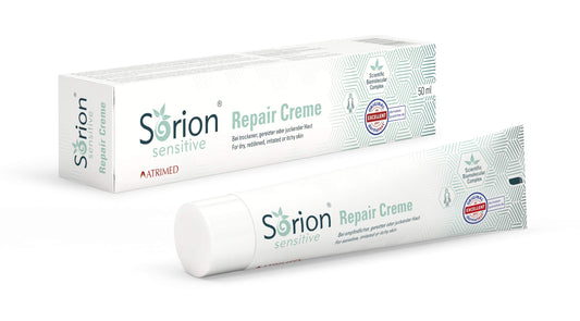 Sorion Cream Sensitive jar label communicates vegan, mineral-free formulation.