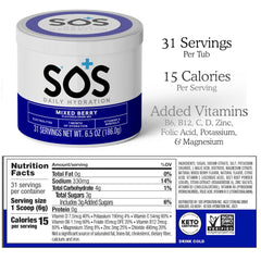 Made in the USA SOS Hydration low sugar for clean daily hydration.