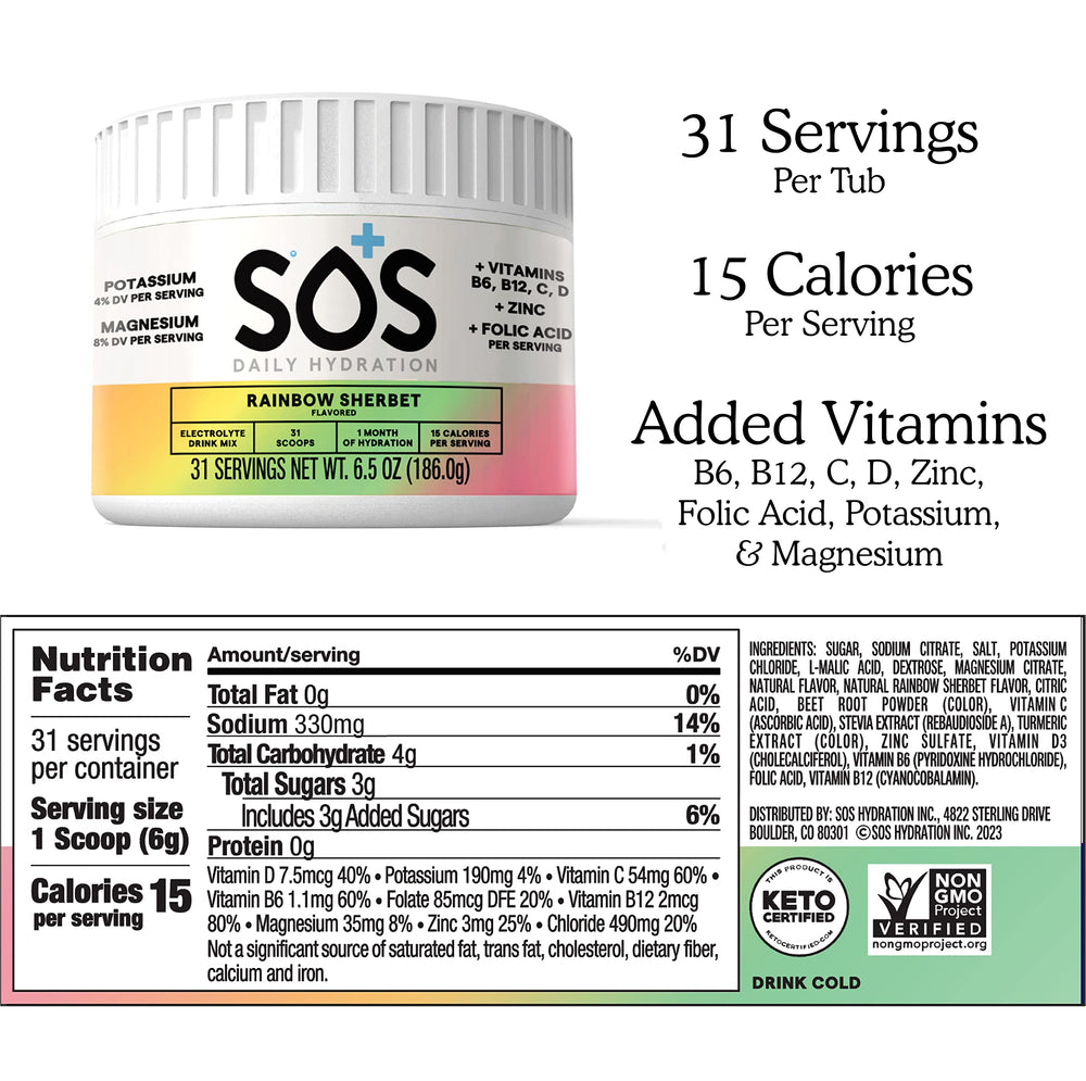 SOS Rainbow Sherbet travel-friendly packs for easy hydration on the move.