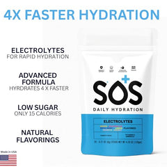 SOS Hydration sticks in a hero box illustrate portable electrolyte support for workouts.