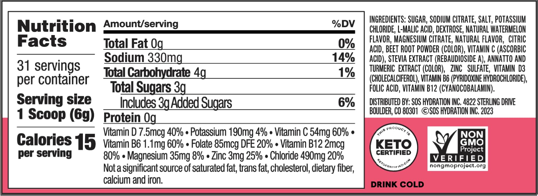 SOS Hydration Watermelon powder dissolving in water