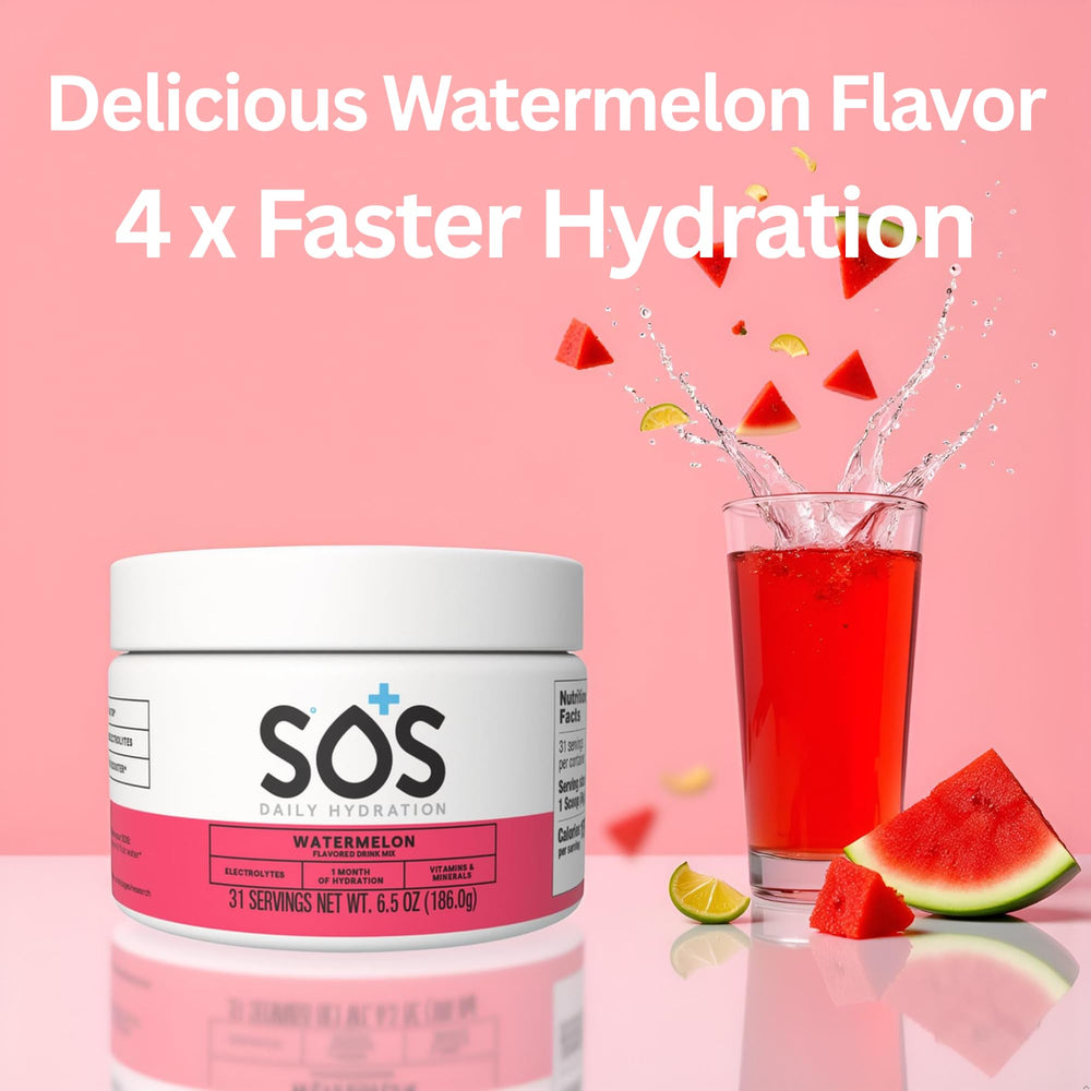 SOS Hydration Watermelon ingredients bottle highlight clean formula
