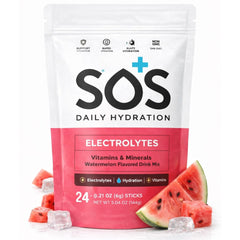 SOS Hydration Watermelon stick packet ready for quick on-the-go hydration.