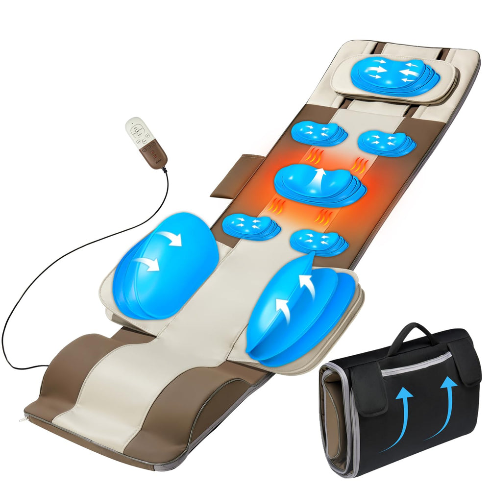Sotion full-body massage mat showing 3D stretching for home relief.