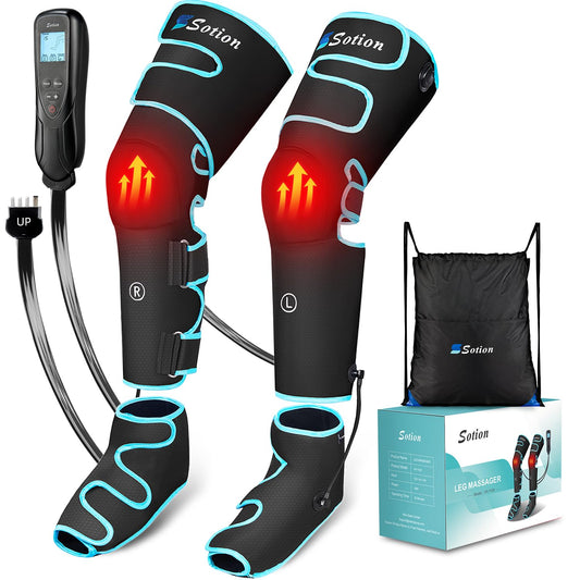 Sotion leg massager with airbags delivering full-leg compression for fatigue relief.