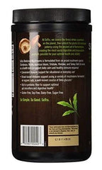 SOTRU mushroom powder being poured into a glass for easy immune-supporting drinks.