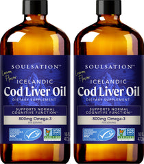SOULSATION Icelandic Cod Liver Oil Lemon bottle on kitchen counter for daily omega-3 intake