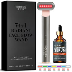 SOULSPA PURE 7-in-1 LED wand for face-neck-eye areas boosts radiant appearance.