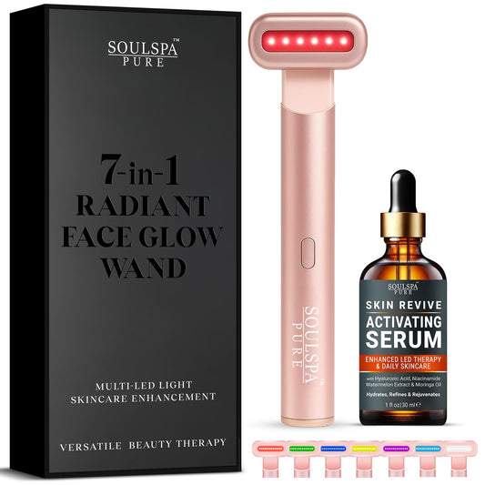 SOULSPA PURE face massager 7-in-1 LED wand rose gold for glowing skin