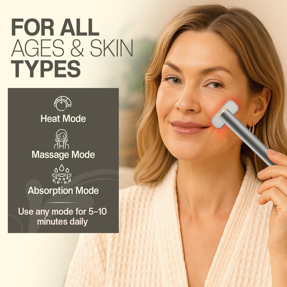 Closeup of the silver-tone SOULSPA PURE wand for at-home use.