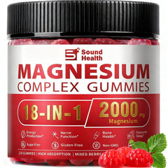 Sound Health Plus 18-in-1 magnesium gummies bottle image for daily support