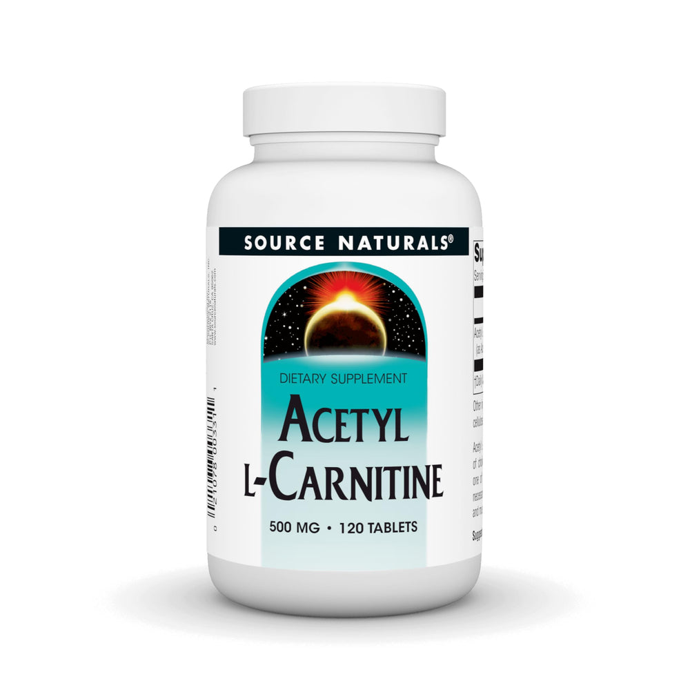Source Naturals Acetyl L-Carnitine tablets in bottle for focus support