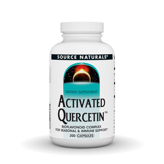 Source Naturals Activated Quercetin bottle front with capsules for seasonal support.