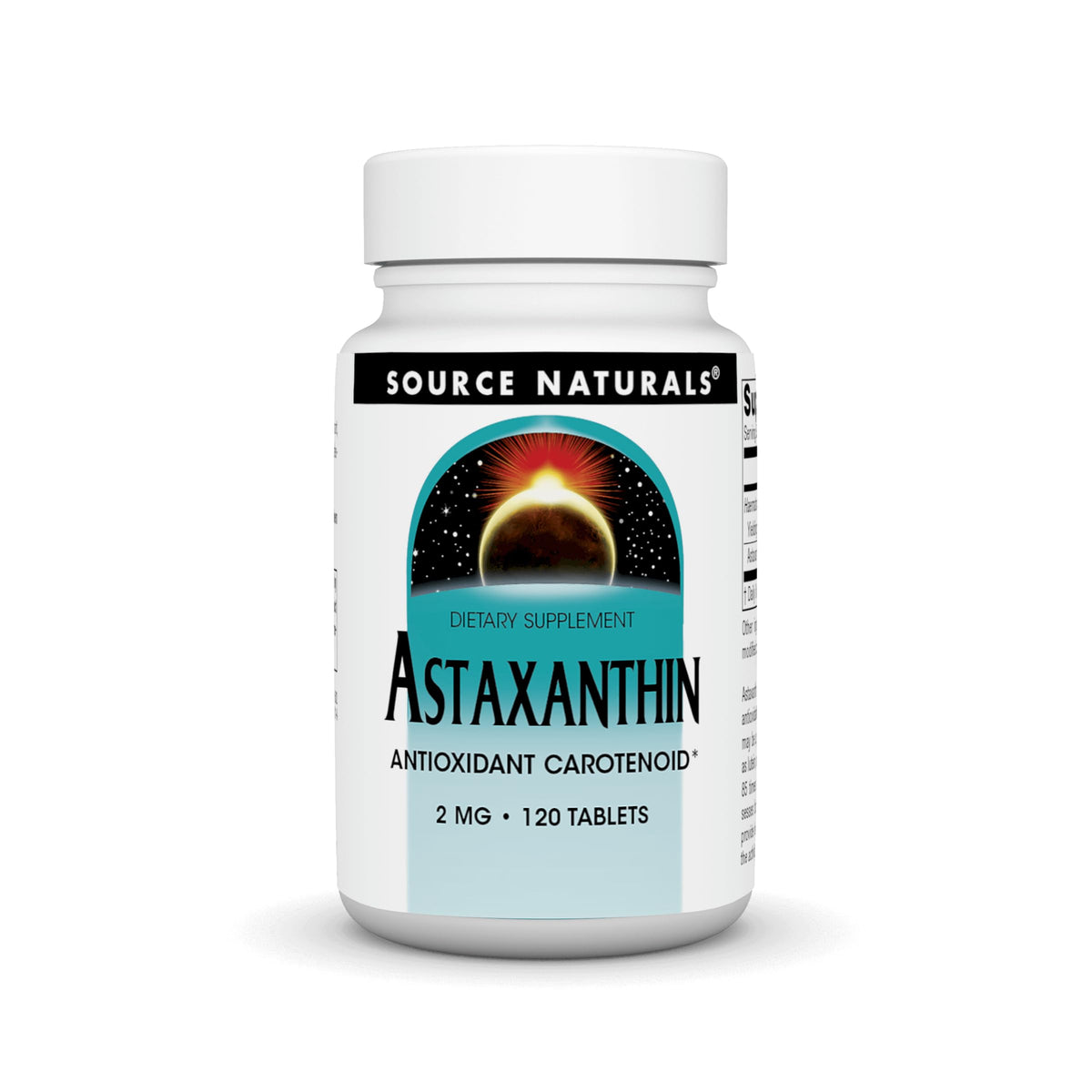 Source Naturals Astaxanthin 2mg tablets in a bottle for everyday antioxidant support
