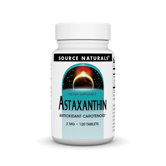 Source Naturals Astaxanthin 2mg tablets in a bottle for everyday antioxidant support