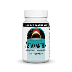 Source Naturals Astaxanthin 2mg tablets in a bottle for everyday antioxidant support