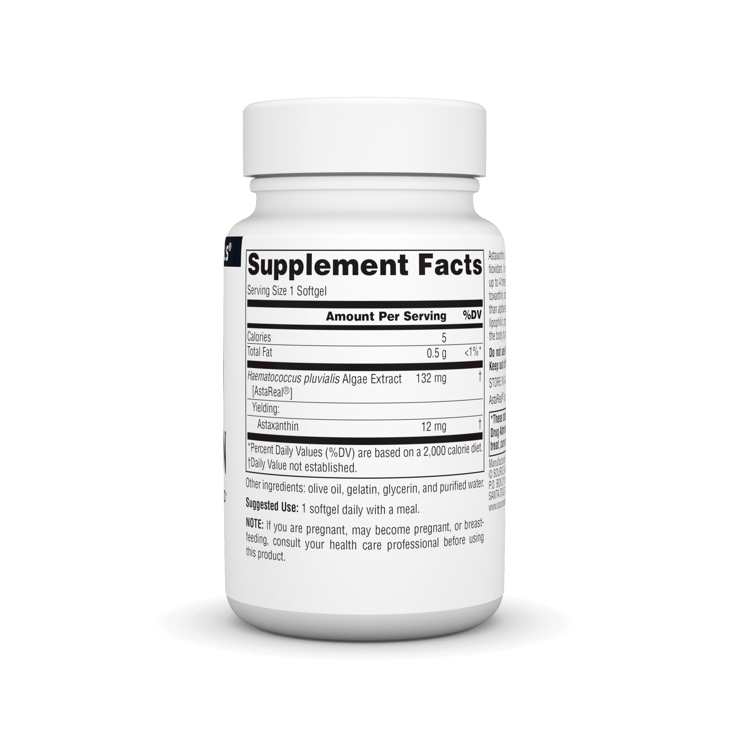 Source Naturals Astaxanthin softgels closeup highlighting capsule texture and gloss.