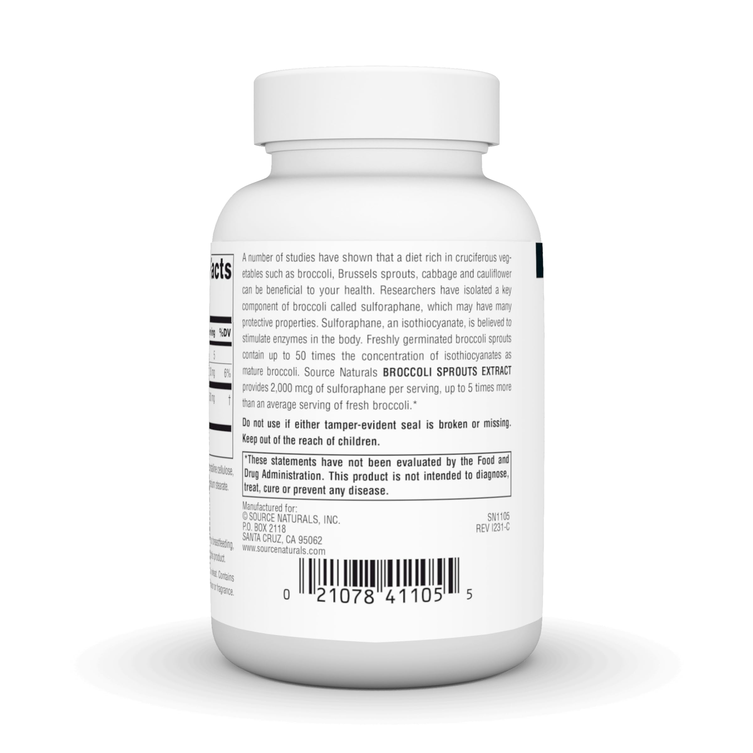 Source Naturals label close-up showing allergen-free formula for clean nutrition.