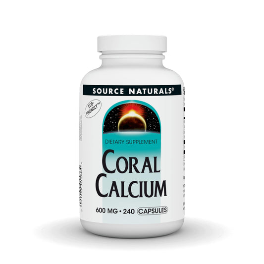 Source Naturals Coral Calcium bottle front showing the product packaging and label benefits