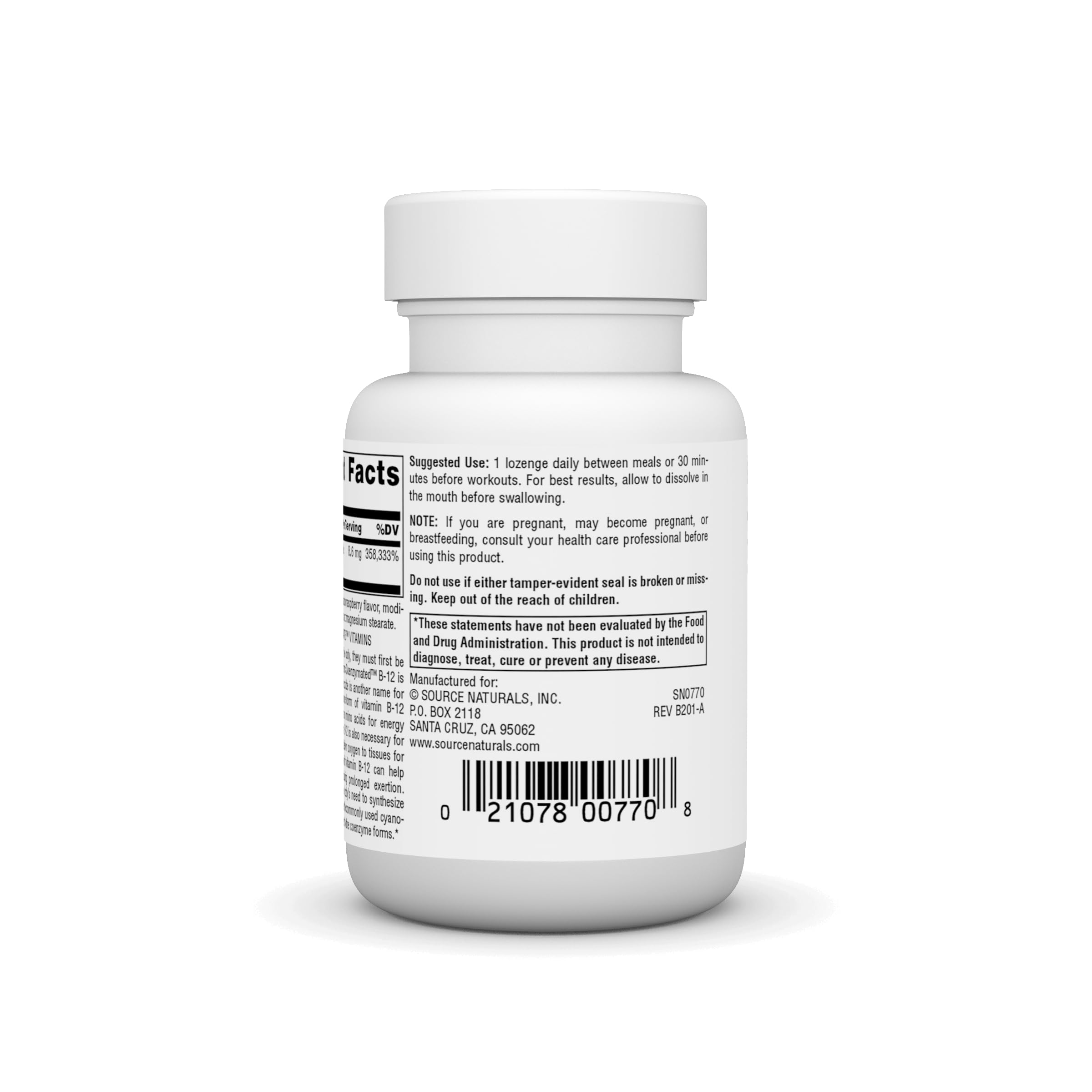 Source Naturals dibencozide supplement produced in Scotts Valley, USA.