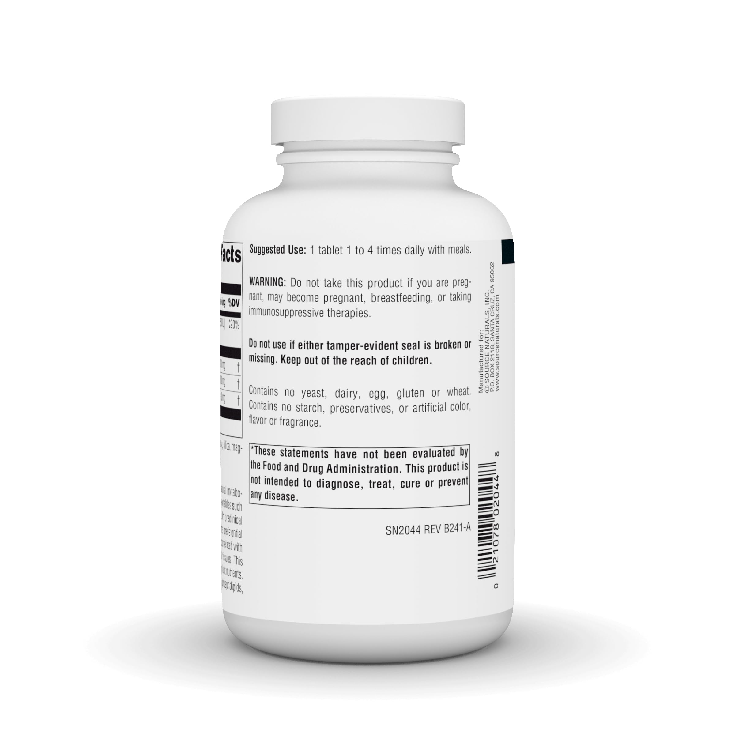 Source Naturals DIM label close-up shows 100 mg per tablet with BioPerine.