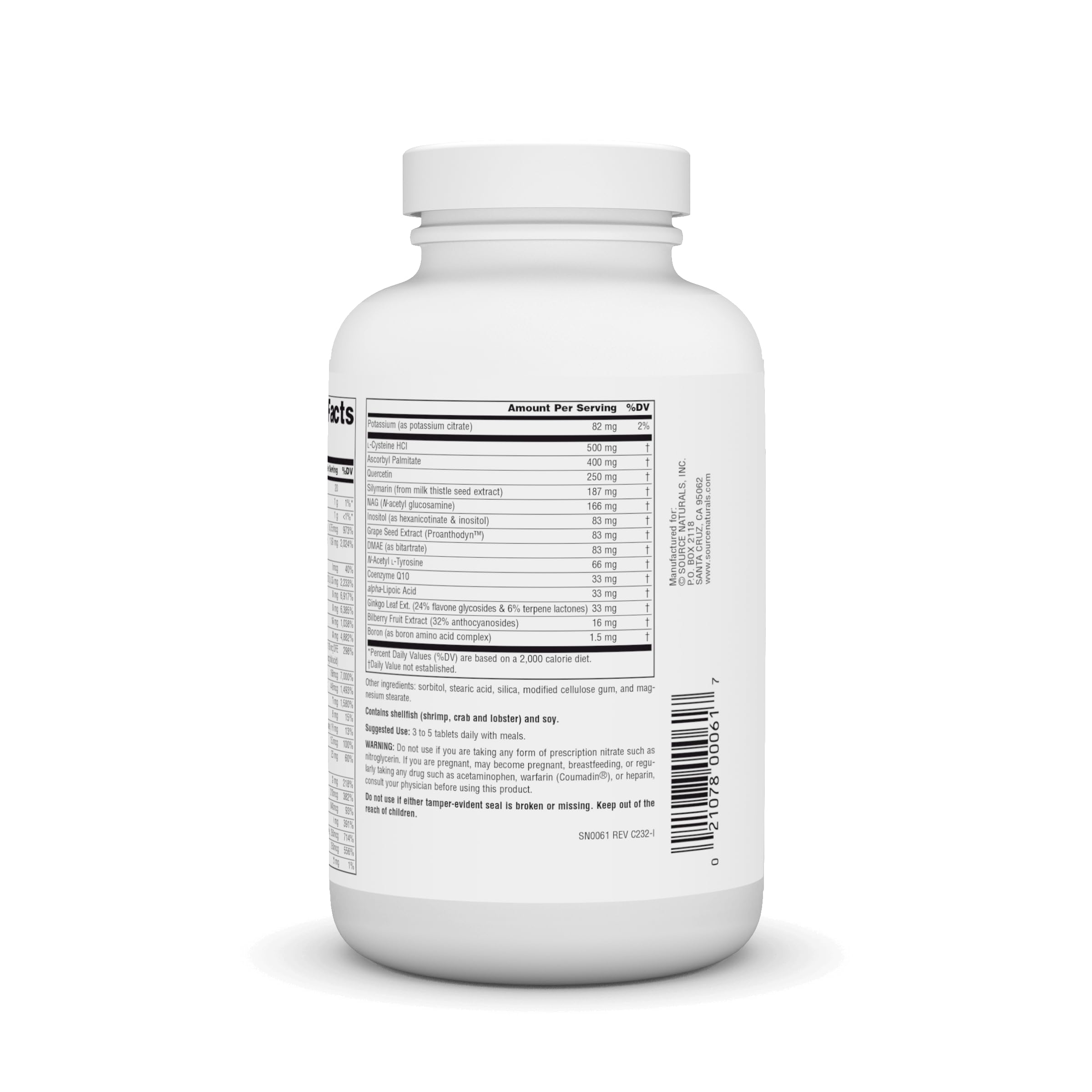 Source Naturals Elan Vital Multi packaging and label showing cGMP manufacturing in the USA.