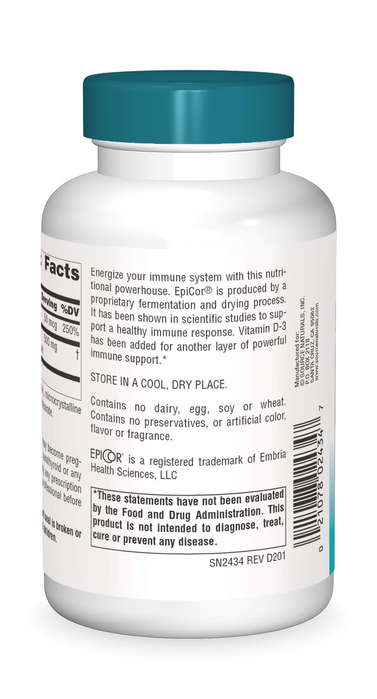 Close-up of Source Naturals Epicor capsules for easy daily dosing.