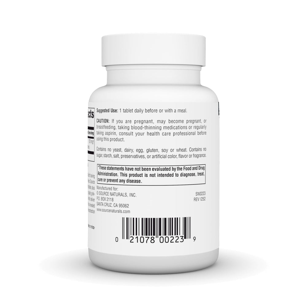 Source Naturals Ginkgo-24 leaves illustration emphasizes natural antioxidant source.